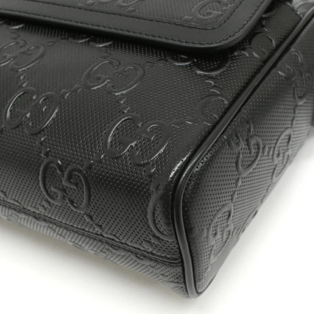 Gucci GG Embossed Messenger Bag Shoulder Leather Black - Picture 5 of 8